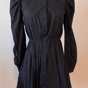 Zara Black Long Sleeve Button-Up Dress